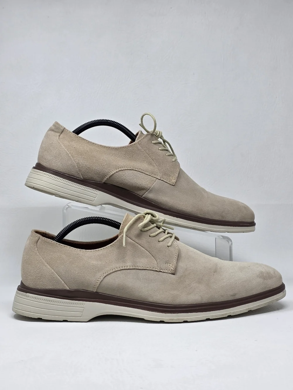 Stacy Adams Mens Lace Up Sandstone Suede Leather Shoes Size 11 M Pre Owned